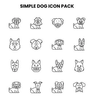 Simple Dog Line Bundle Icons Pack Stock Illustration