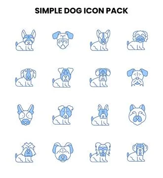 Simple Dog Two Colour Graphics Icons Pack Stock Illustration