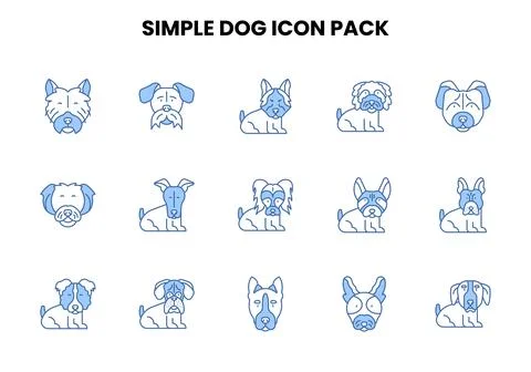 Simple Dog Two Colour Vector Icons Pack Stockillustratie
