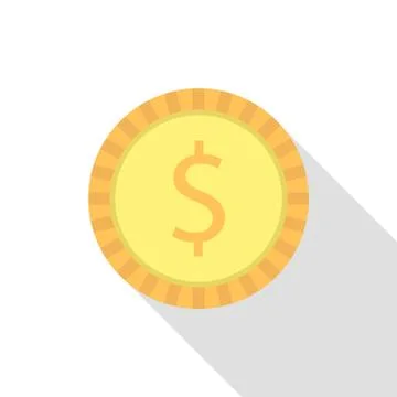 Simple dollar coin with long shadow Stock Illustration
