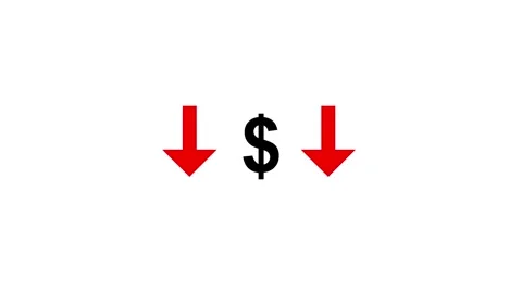 Simple dollar sign with downward arrow animation isolated on white background Stock Footage 339879401
