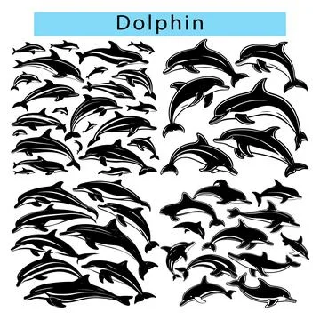 Simple Dolphin vector illustration, Dolphin outline drawing Illustration