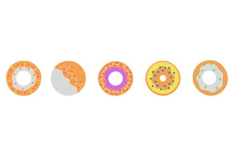 Simple donut illustration design set Stock Illustration