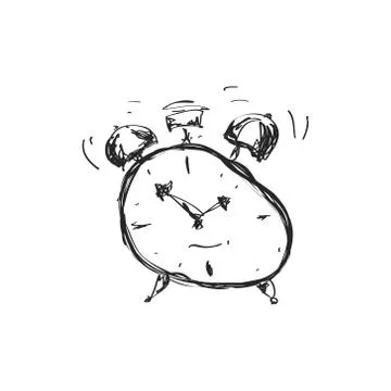 Simple doodle of an alarm clock Stock Illustration