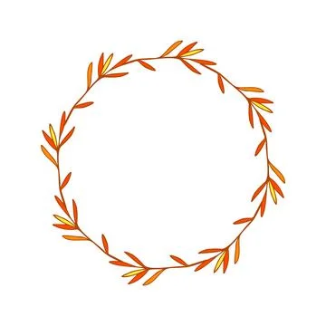 Simple doodle autumn leaf wreath 스톡 일러스트