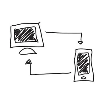 Simple doodle of a computer and phone Stock Illustration