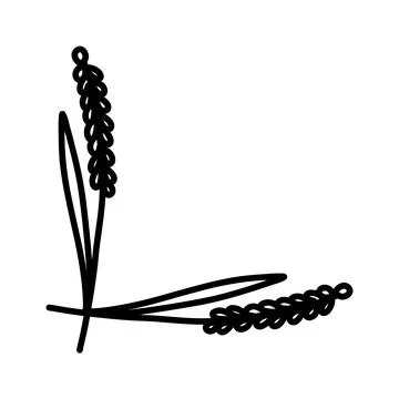 Simple Doodle Corner Frame with Botanical Elements for Scrapbooking, Stationery 库存插图
