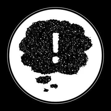 Simple doodle of a exclamation mark thought bubble Stock Illustration