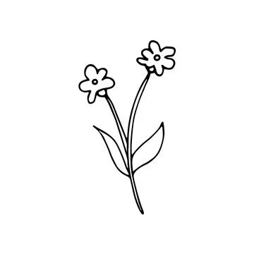 Simple doodle of flower, hand-drawn branch icon. Floral illustration. Stock Illustration