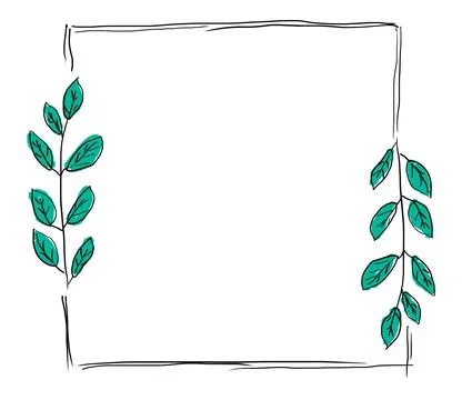 Simple doodle frame, hand drawn botanical design Stock Photos