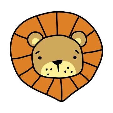 Simple doodle illustration of a lion head. Vector illustration Illustrazione stock