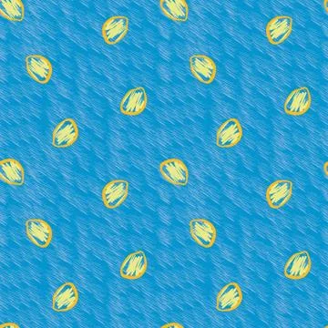 Simple doodle lemon scribbles seamless vector pattern Stock Illustration