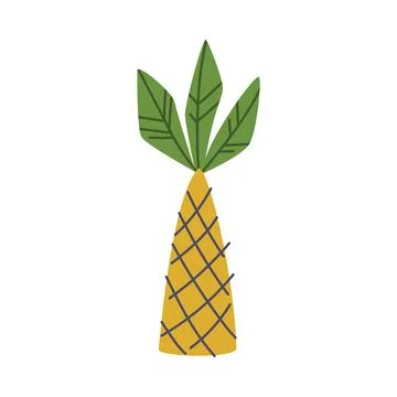 Simple Doodle Palm Tree with Trunk and Leaf Vector Illustration イラスト素材