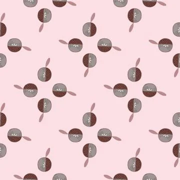 Simple doodle seamless pattern with apples elements. Doodle fruit shapes on l Illustrazione stock