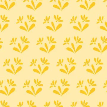 Simple doodle seamless pattern Hand drawn yellow flowers on a light background 스톡 일러스트
