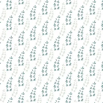 Simple doodle seamless pattern Hand drawn leaves on a white background Stock Illustration