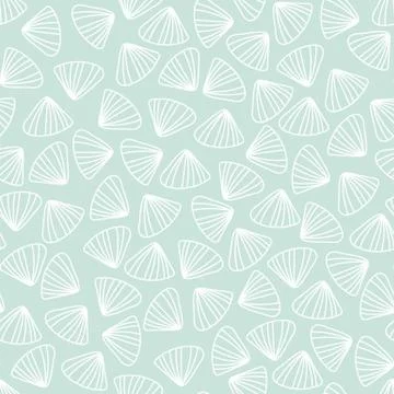 Simple doodle shells seamless vector pattern on a pastel aqua blue background Stock Illustration