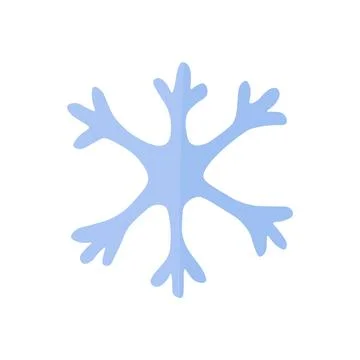 Simple doodle snowflake illustration blue color. Isolated snowy icon for print. Stock Illustration