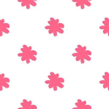 Simple doodle style seamless isolated pattern with pink colored flower bud el Stock Illustration