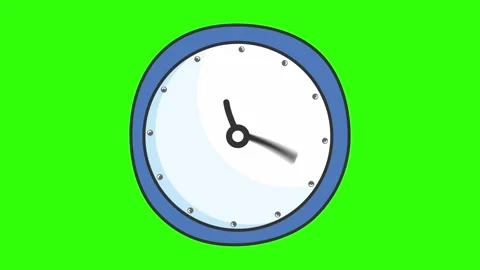 A simple doodle style wall clock with a blue frame and black ticking hands Stock Footage 329713352