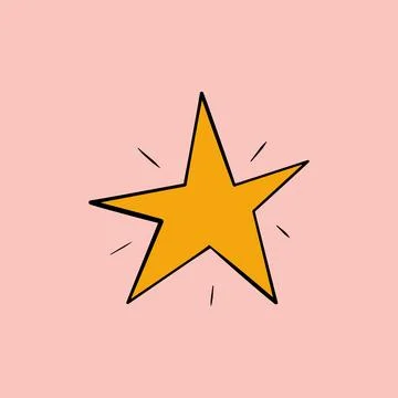 Simple doodle  yellow star vector Illustration. Stock Illustration