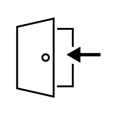 Simple door entry icon and arrow. Vector. Stock Illustration