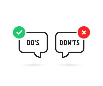 Simple do's and don'ts bubble like true or false Stock Illustration