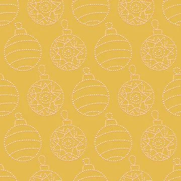 Simple dots christmas ornaments pattern on yellow イラスト素材