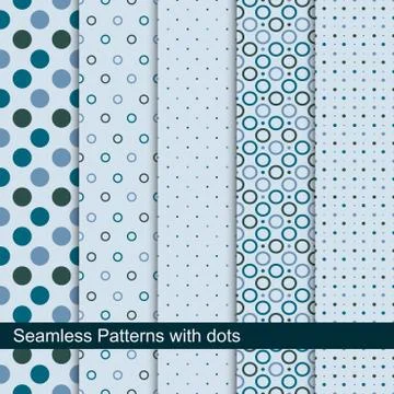 Simple dotted patterns. Seamless vector collection. Illustrazione stock