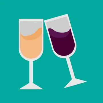 Simple Double Drink Glassses Vector Illustration Illustrazione stock