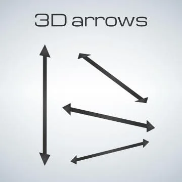 Simple double sided arrows in different directions for 3d presentation vector Stock Illustration