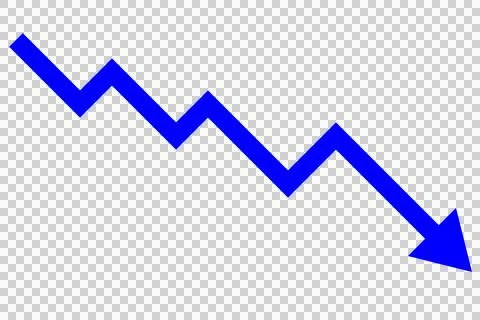 Simple downing polygonal arrow (blue) Stock Illustration