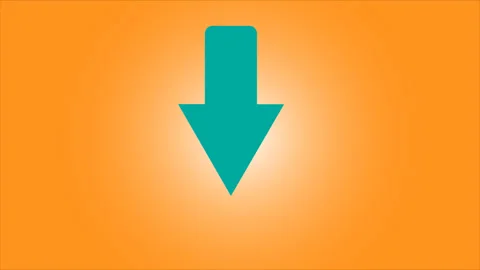 Simple downward arrow icon on orange background Stock Footage 332042521