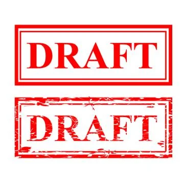 Simple draft, red scratch rubber stamp Stock Illustration