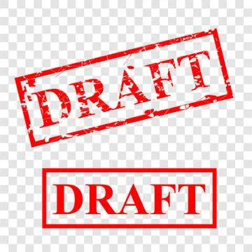 Simple draft, red scratch rubber stamp at transparent effect background イラスト素材