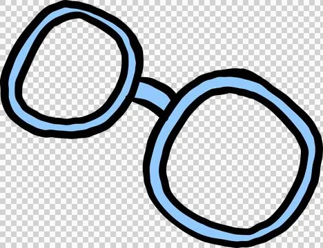 Simple Drawing of Blue Eyeglasses Illustration