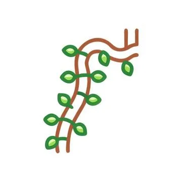 Simple drawing of a climbing vine with green leaves Stock Illustration