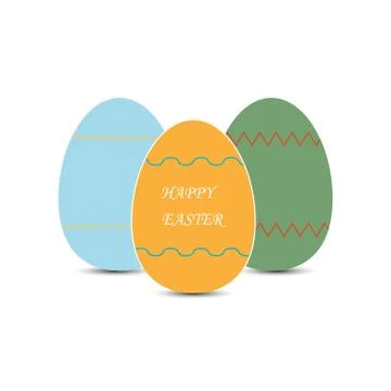 Simple drawing of colored easter eggs and the inscription happy easter Illustrazione stock