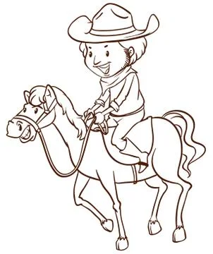 A simple drawing of a cowboy Ilustração Stock