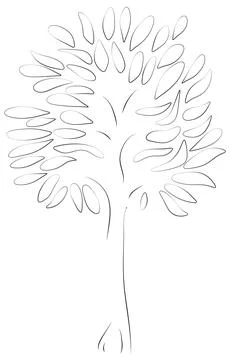 A simple drawing of a tree for meditation, you can count the leaves. Stockillustratie