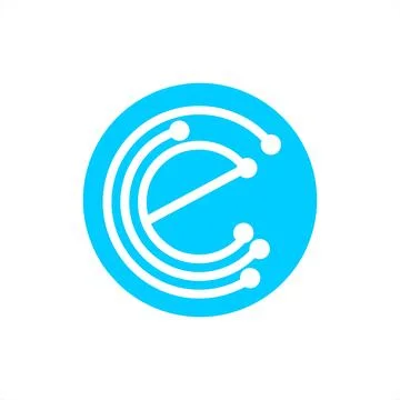 Simple e, cce, cec initials geometric network line and digital data logo Illustrazione stock