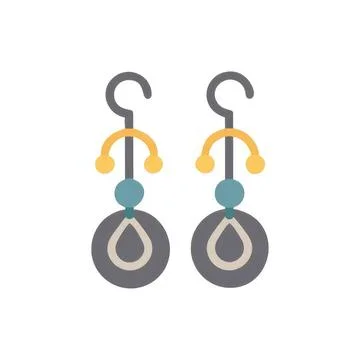 Simple earrings with blue beads and gold accents Stock Illustration