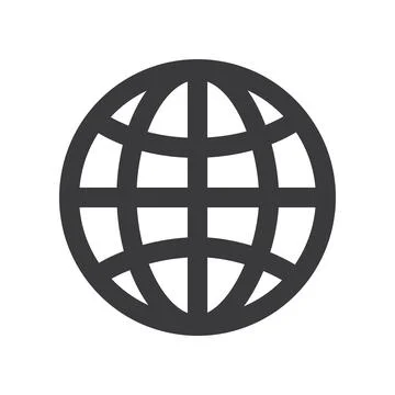 Simple Earth Planet Globe Icon or Sign, Grid of Black Thick Meridians and P.. Illustrazione stock