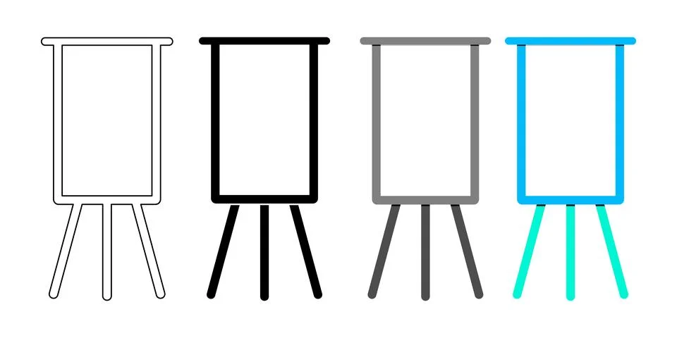 Simple easel design shown in four colors Stock Illustration