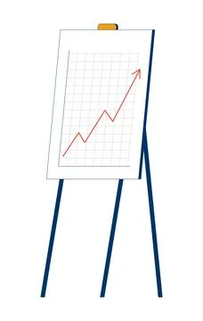 Simple easel displaying line graph with red upward trend 2D cartoon object Stock Illustration