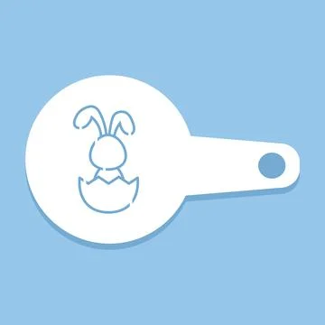 Simple Easter bunny coffee stencil. Silhouette template for cutting. Stock Illustration