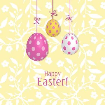 Simple Easter card, colorful eggs with dots, decor Stock Illustration