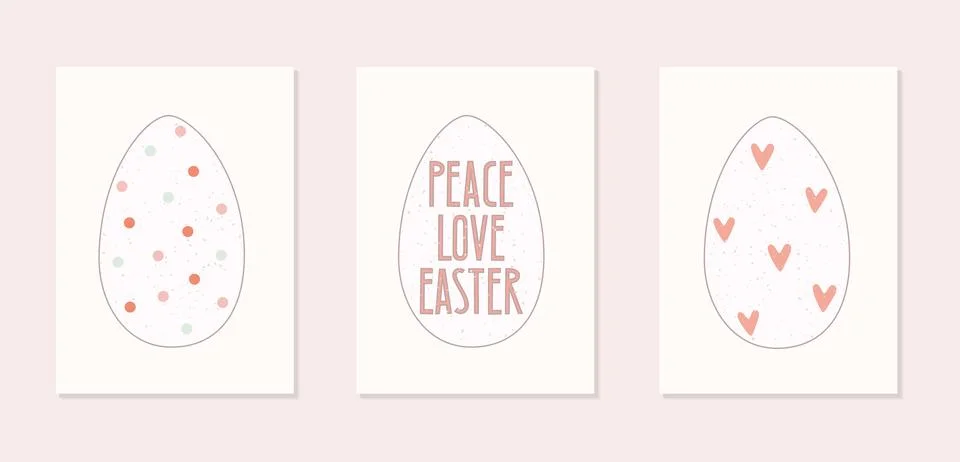 Simple Easter cards set. Vector illustration with festive eggs, text. 스톡 일러스트