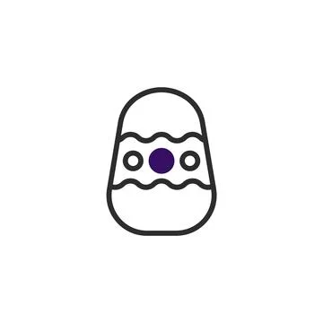 Simple easter egg icon with decorative wavy lines and single central dot ev.. Illustrazione stock