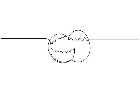 Simple easter eggs illustration in one continuous line art style isolated o.. Stock Illustration